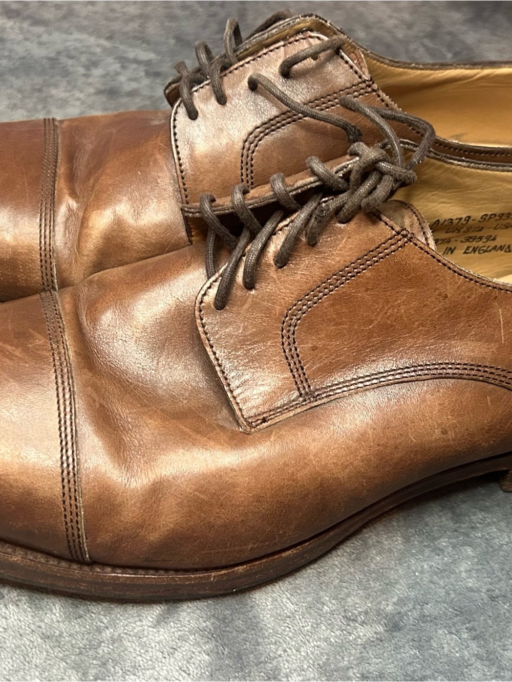 Alfred Sargent for J.Crew Brown Leather derby Cap-Toe classic dress shoes